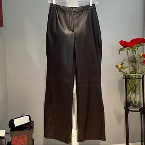 NEW Ann Taylor Loft Leather Classic Straight Leg Boot Ankle Trouser Pant 6 NWT